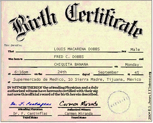 Birth Certificate | Our End of the 'Net